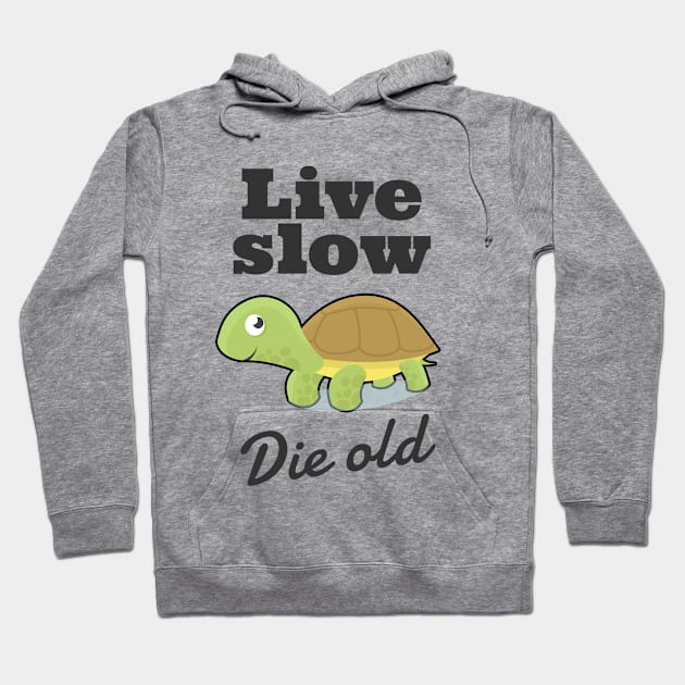 Live Slow Die Old Turtle Philosophy Hoodie by Delicious Design